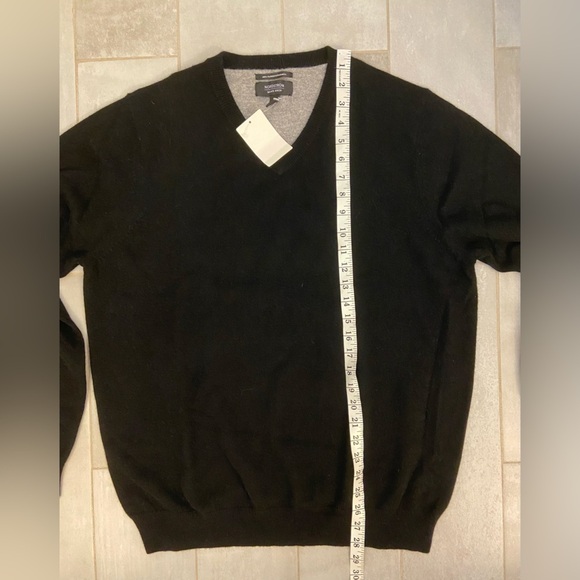 NWT Nordstrom Men's Shop V Neck Long Sleeve Cashmere Sweater Black Size Large - Picture 7 of 7